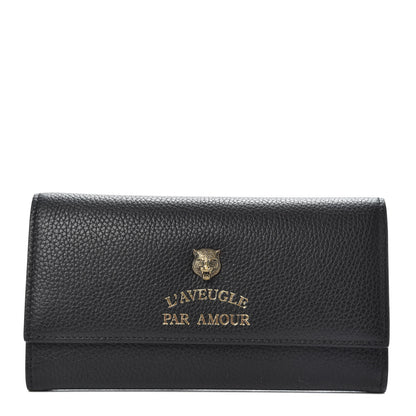 Gucci Calfskin Animalier Continental Wallet Black 1 of 9
