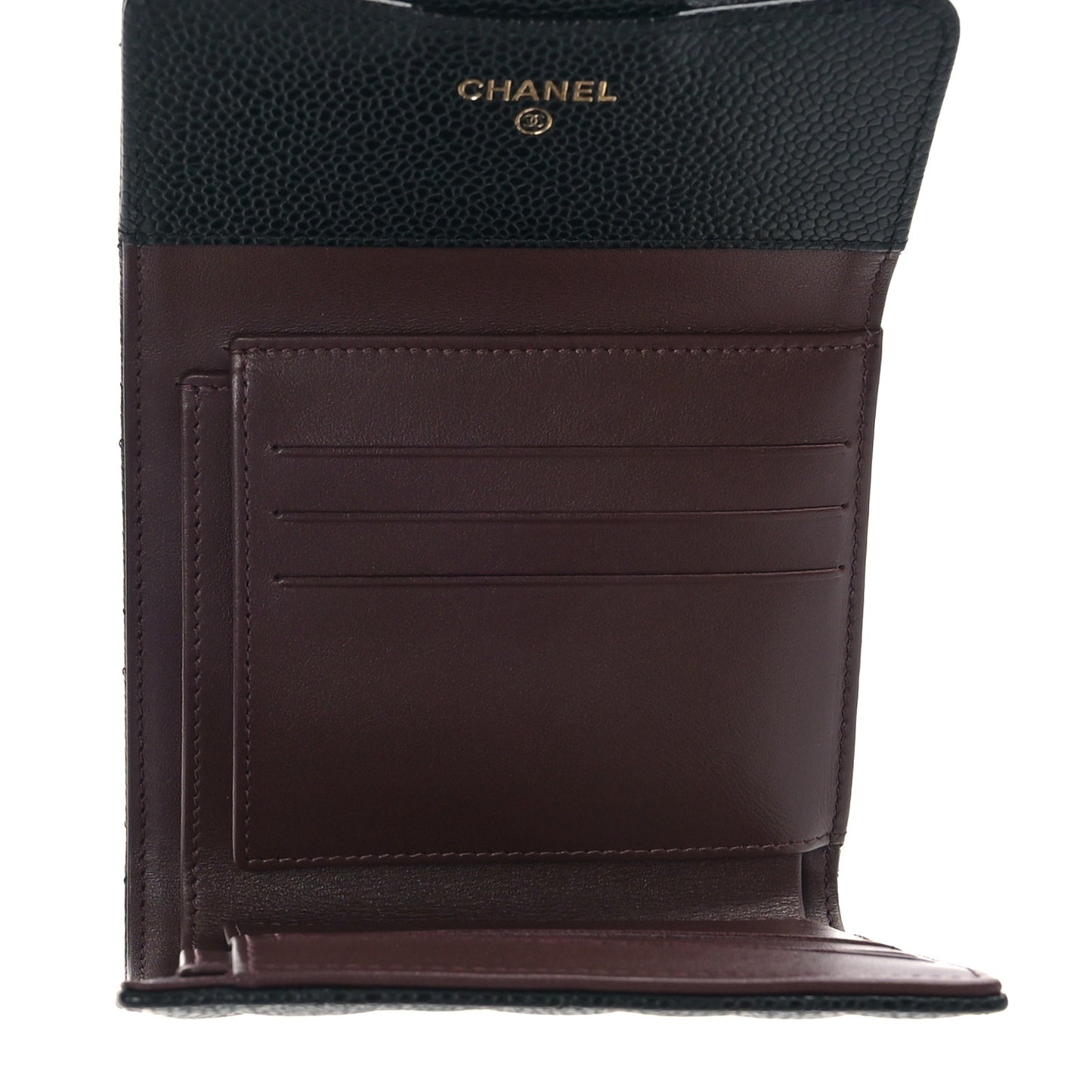 Caviar Quilted Compact Flap Wallet Black