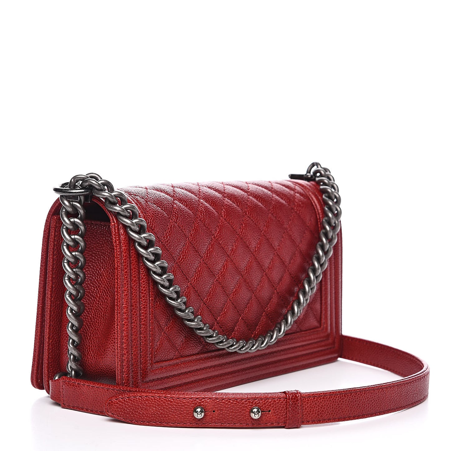 Caviar Quilted Medium Boy Flap Dark Red