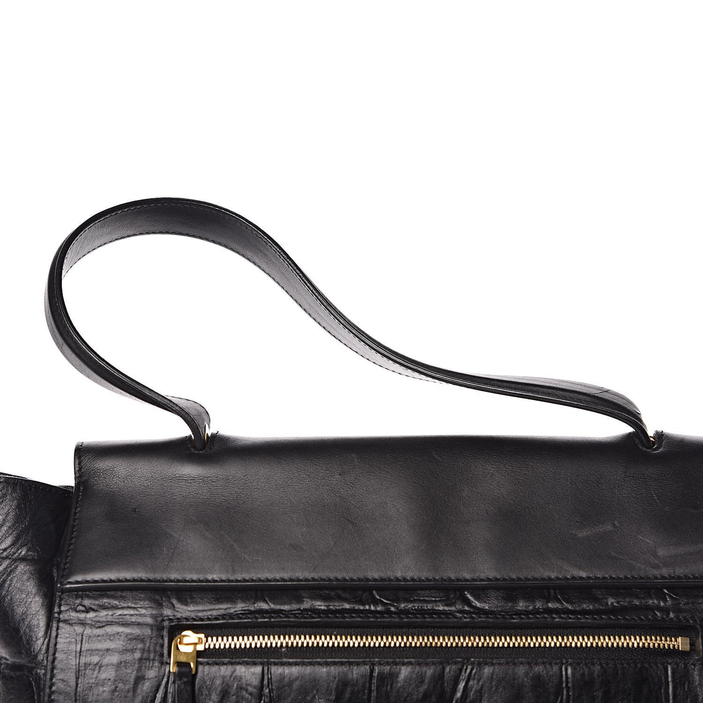 Calfskin Crocodile Embossed Small Belt Bag Black