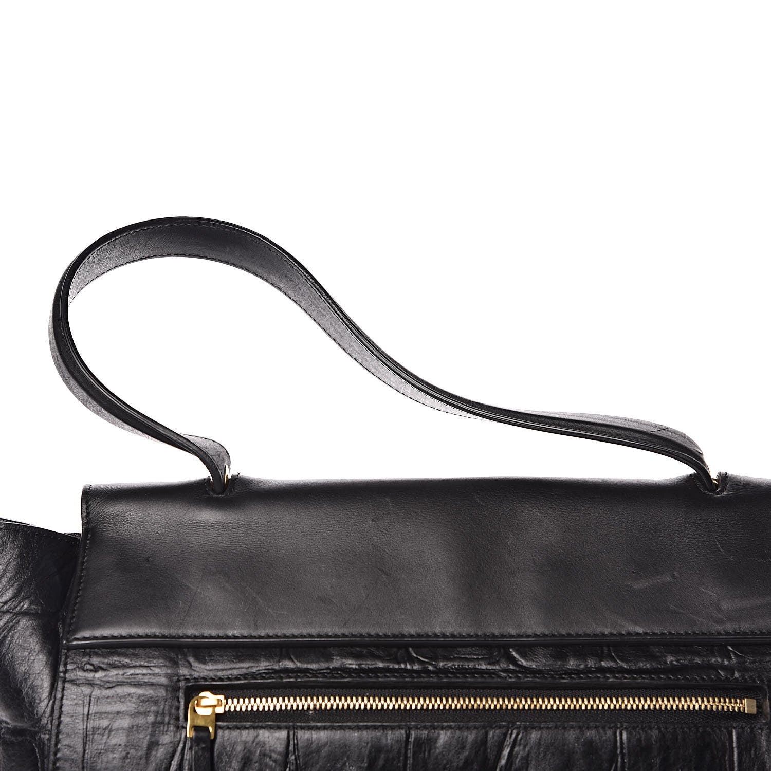 Celine Calfskin Crocodile Embossed Small Belt Bag Black 14 of 15