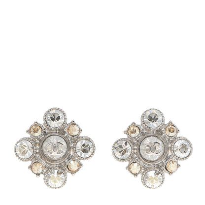 Chanel Crystal CC Earrings Silver 1 of 3