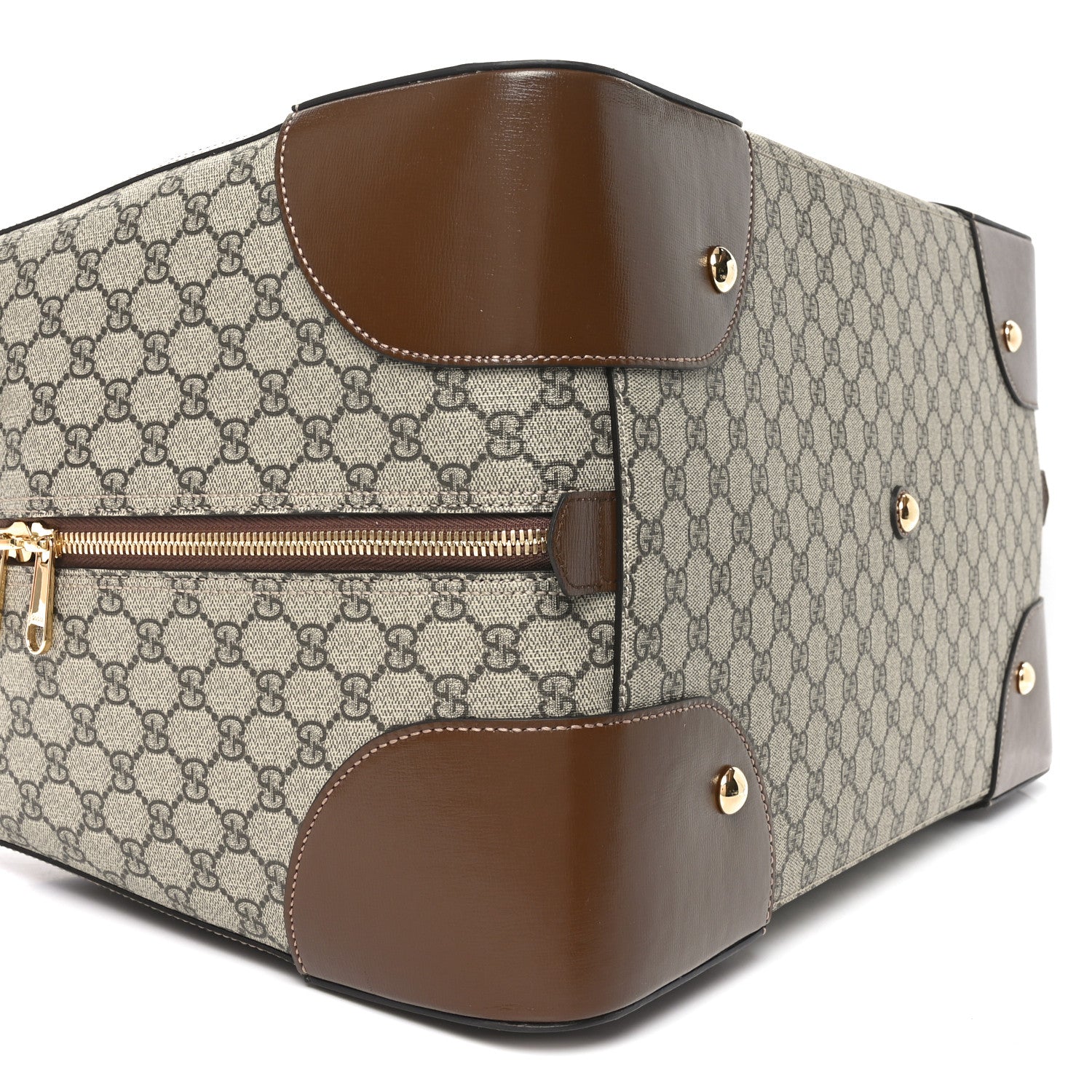 Gucci GG Supreme Monogram Azalea Calfskin Retro Interlocking G Large Duffle Bag Beige Ebony Brown Sugar 7 of 8
