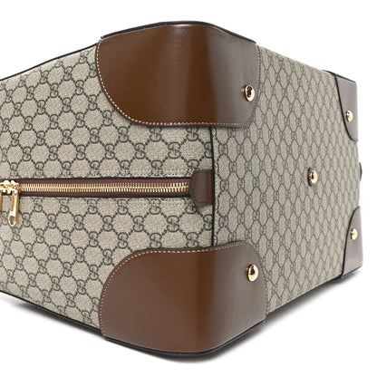 Gucci GG Supreme Monogram Azalea Calfskin Retro Interlocking G Large Duffle Bag Beige Ebony Brown Sugar 7 of 8