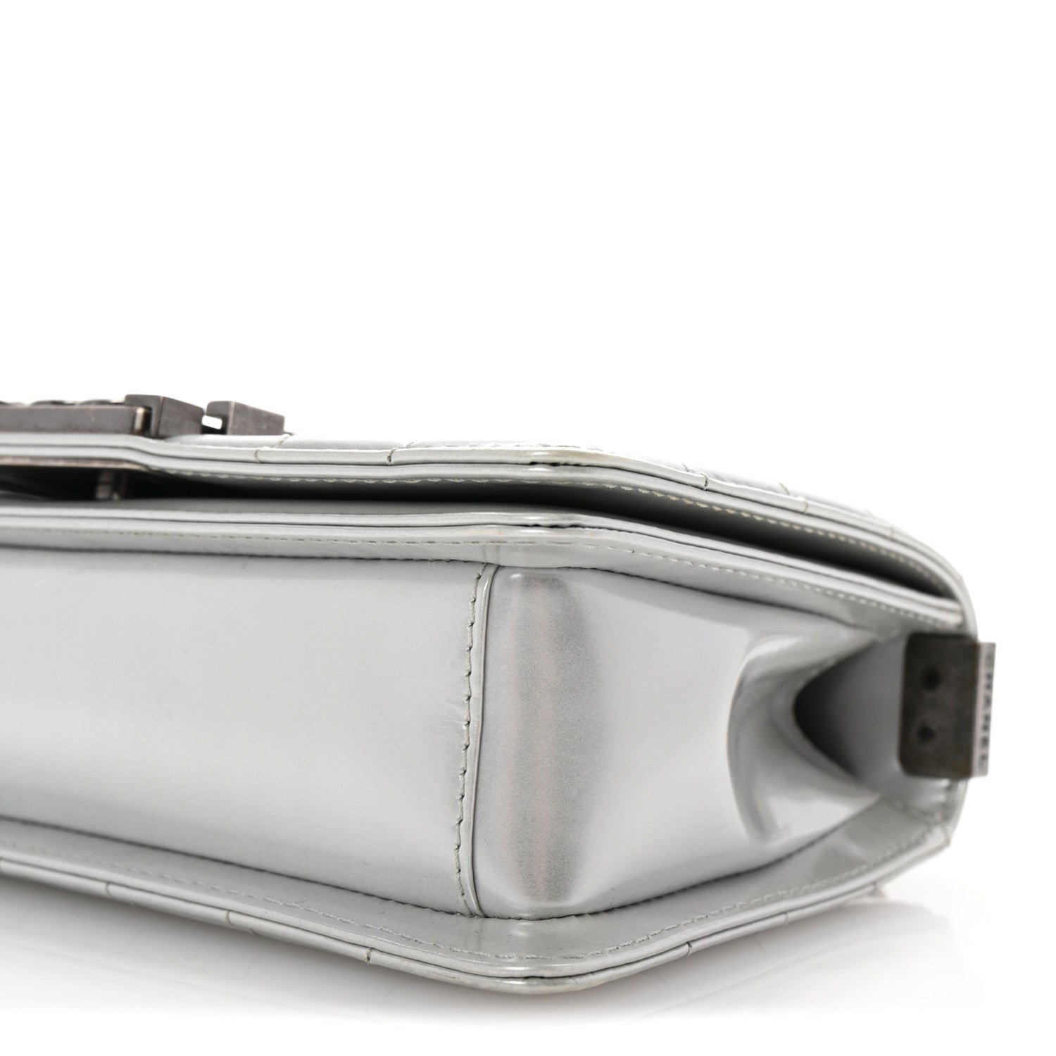 Chanel Iridescent Glazed Calfskin Small Boy Flap Silver 10 of 11