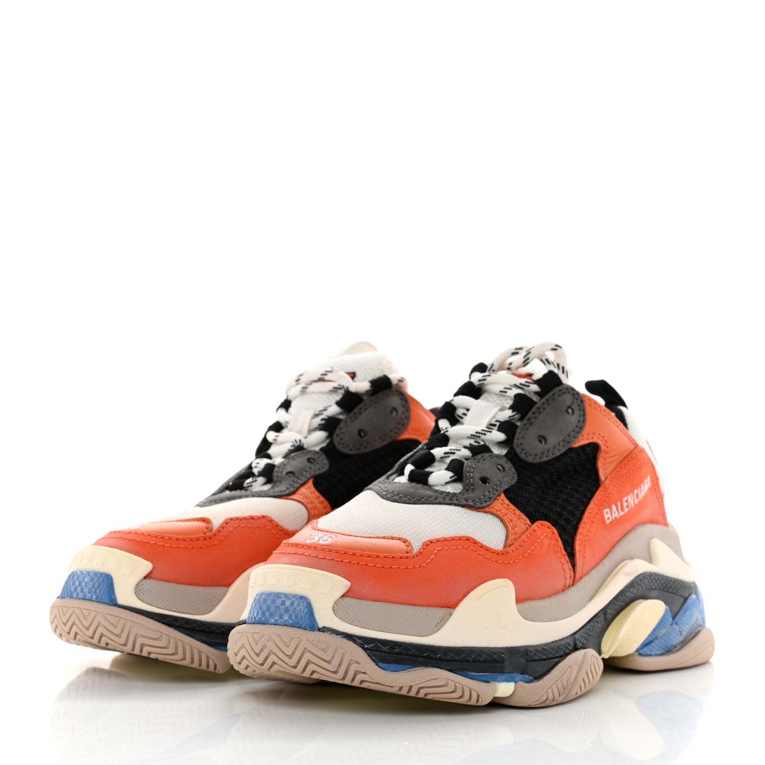 Balenciaga Mesh Nubuck Womens Triple S Sneakers 36 Orange Gris Black 3 of 8