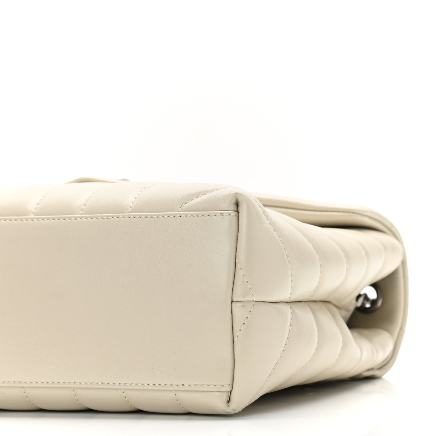 Calfskin Y Quilted Monogram Small Loulou Chain Satchel Ivory