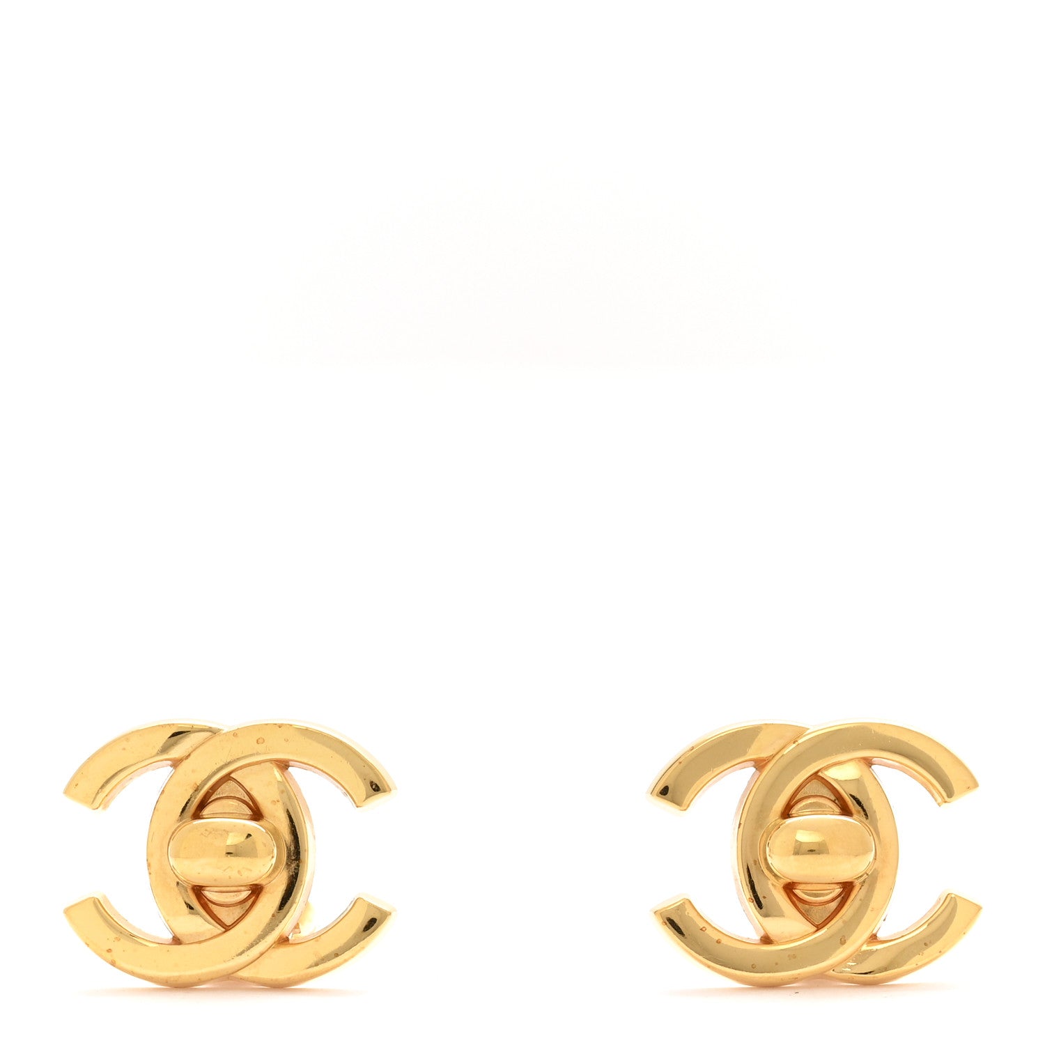 Chanel Metal CC Turnlock Clip On Earrings Gold 1 of 4