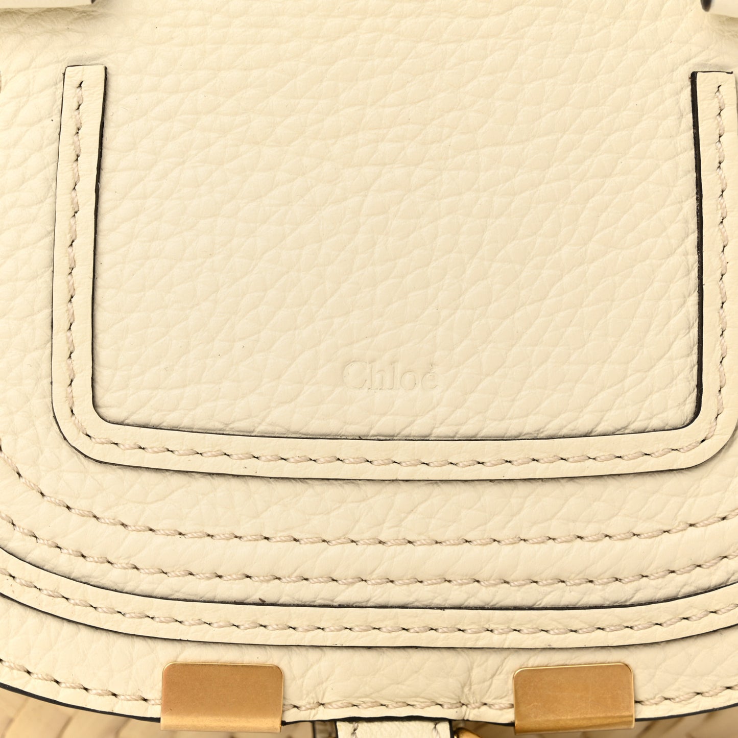 Raffia Small Grain Calfskin Mini Marcie Basket White