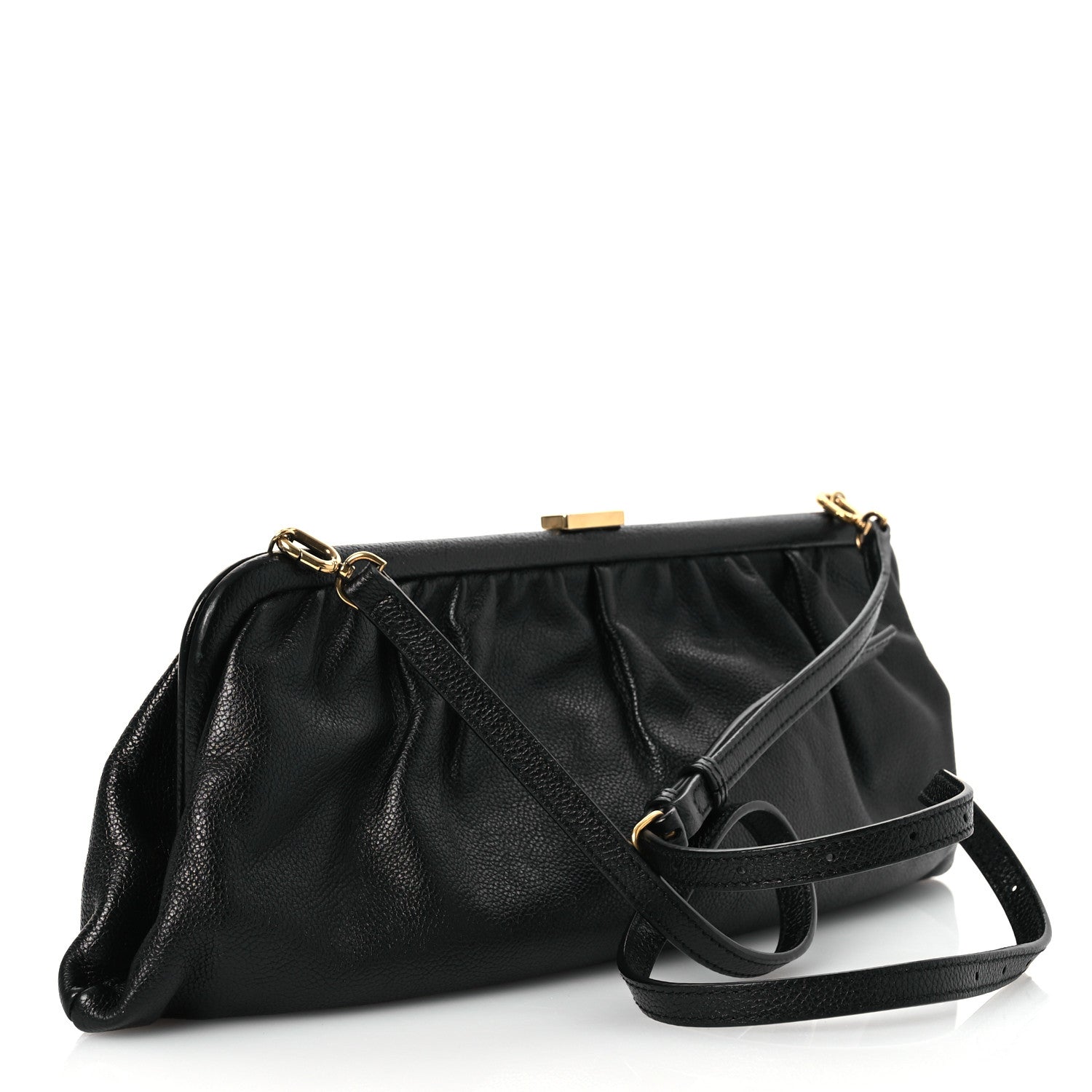 Balenciaga Grained Calfskin Logo Cloud Clutch XL Black 3 of 11