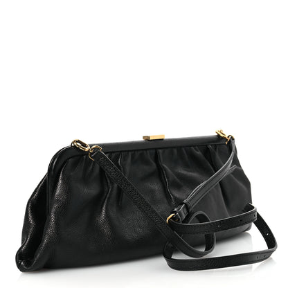 Balenciaga Grained Calfskin Logo Cloud Clutch XL Black 3 of 11