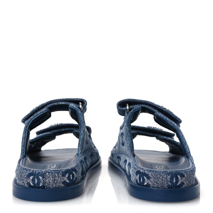 Chanel Denim CC Velcro Dad Chain CC Slide Sandals 37 Blue 6 of 12