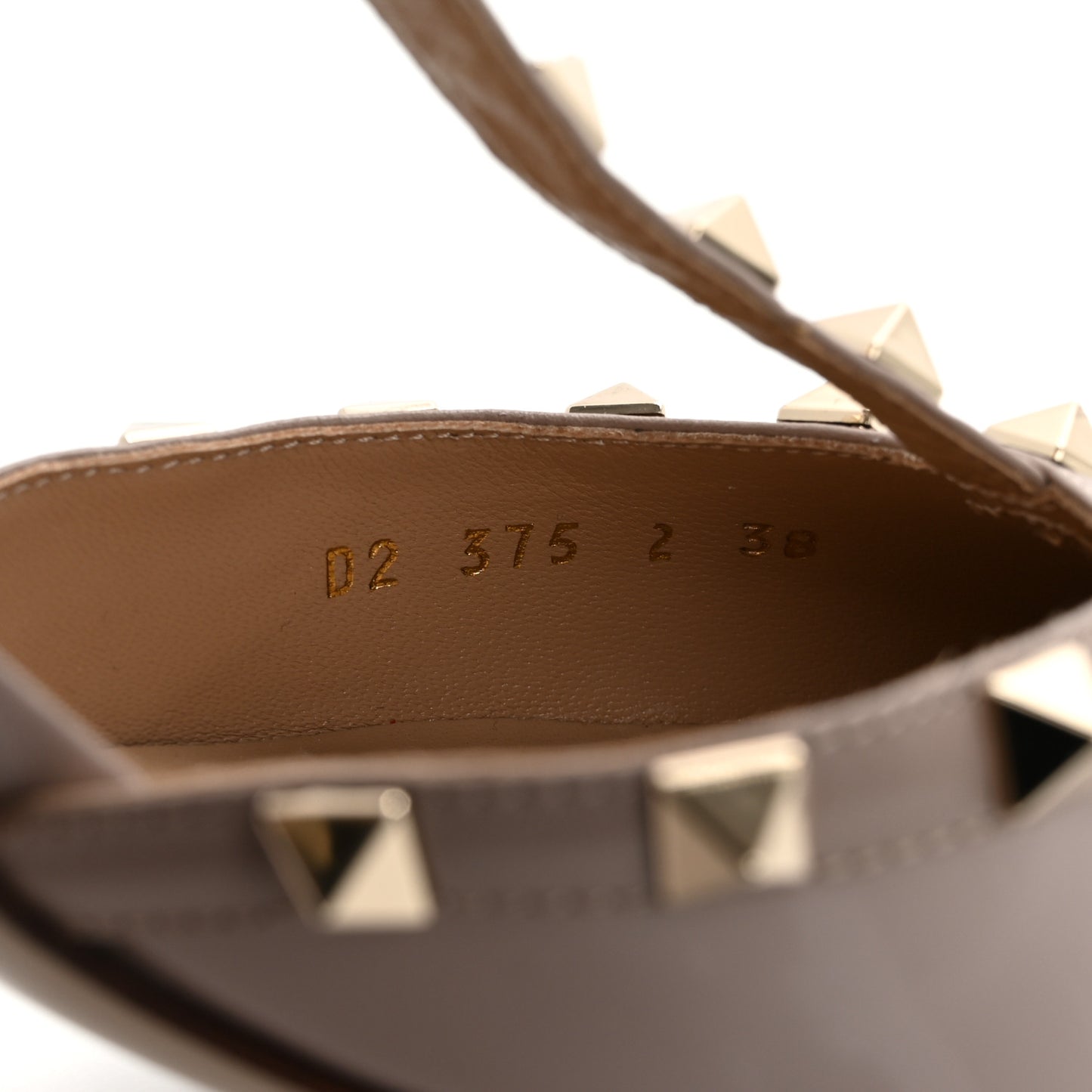 Patent Nappa Rockstud Ankle Strap 65mm Pumps 38 Poudre