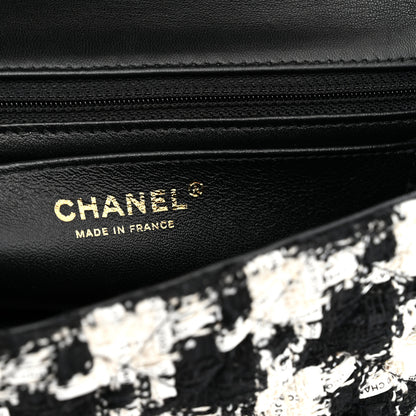Chanel Tweed Quilted Mini Rectangular Flap Black Ecru White 6 of 12