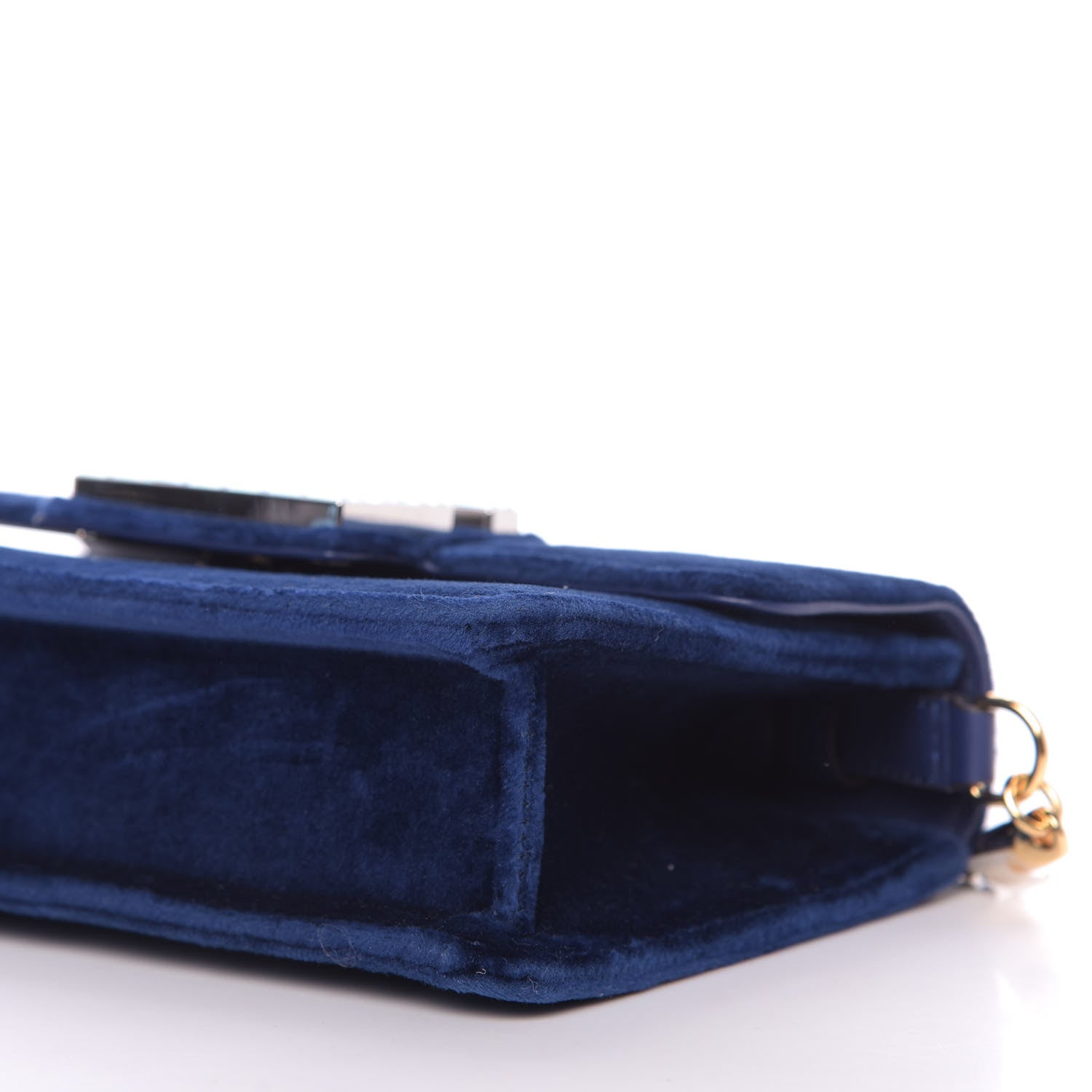 Gucci Velvet Crystal Square G Shoulder Bag Cobalt Blue 7 of 10