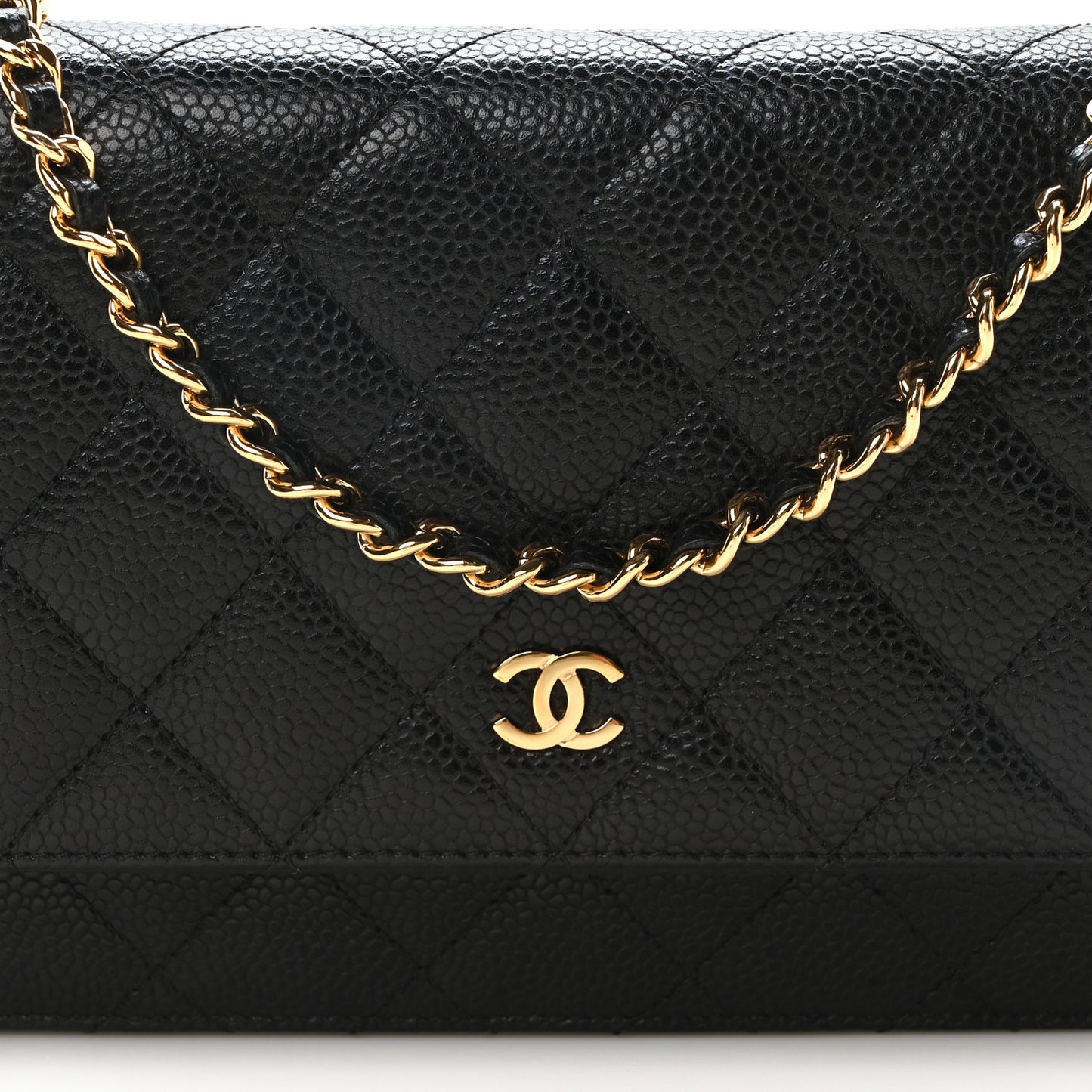 Caviar Quilted Wallet On Chain WOC Black