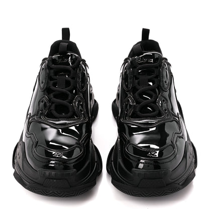 Balenciaga Shiny Rubber Mens Triple S Sneakers 42 Black 2 of 8