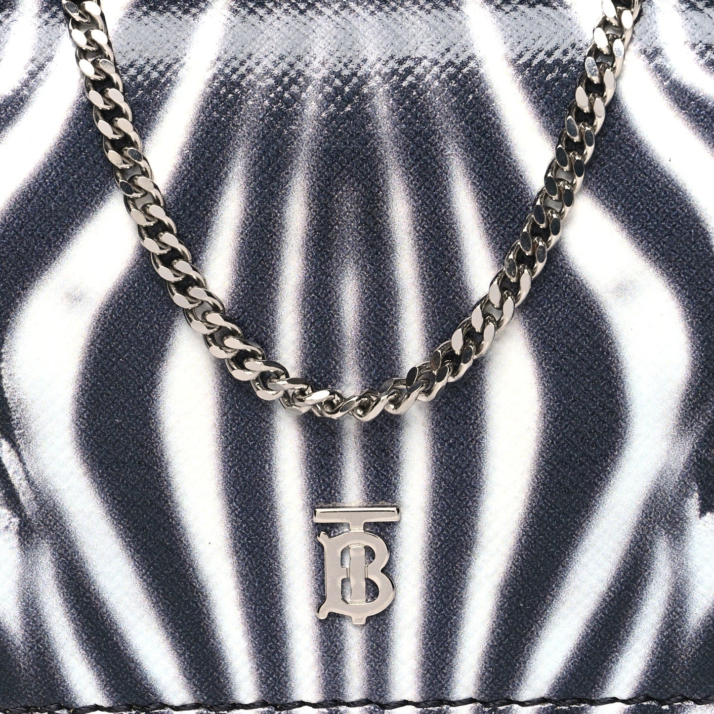 Calfskin Zebra Wallet on Chain Black White