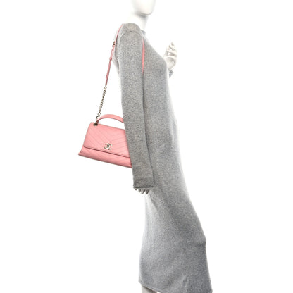 Chanel Grained Calfskin Small Chevron Chic Top Handle Flap Pink 2 of 11