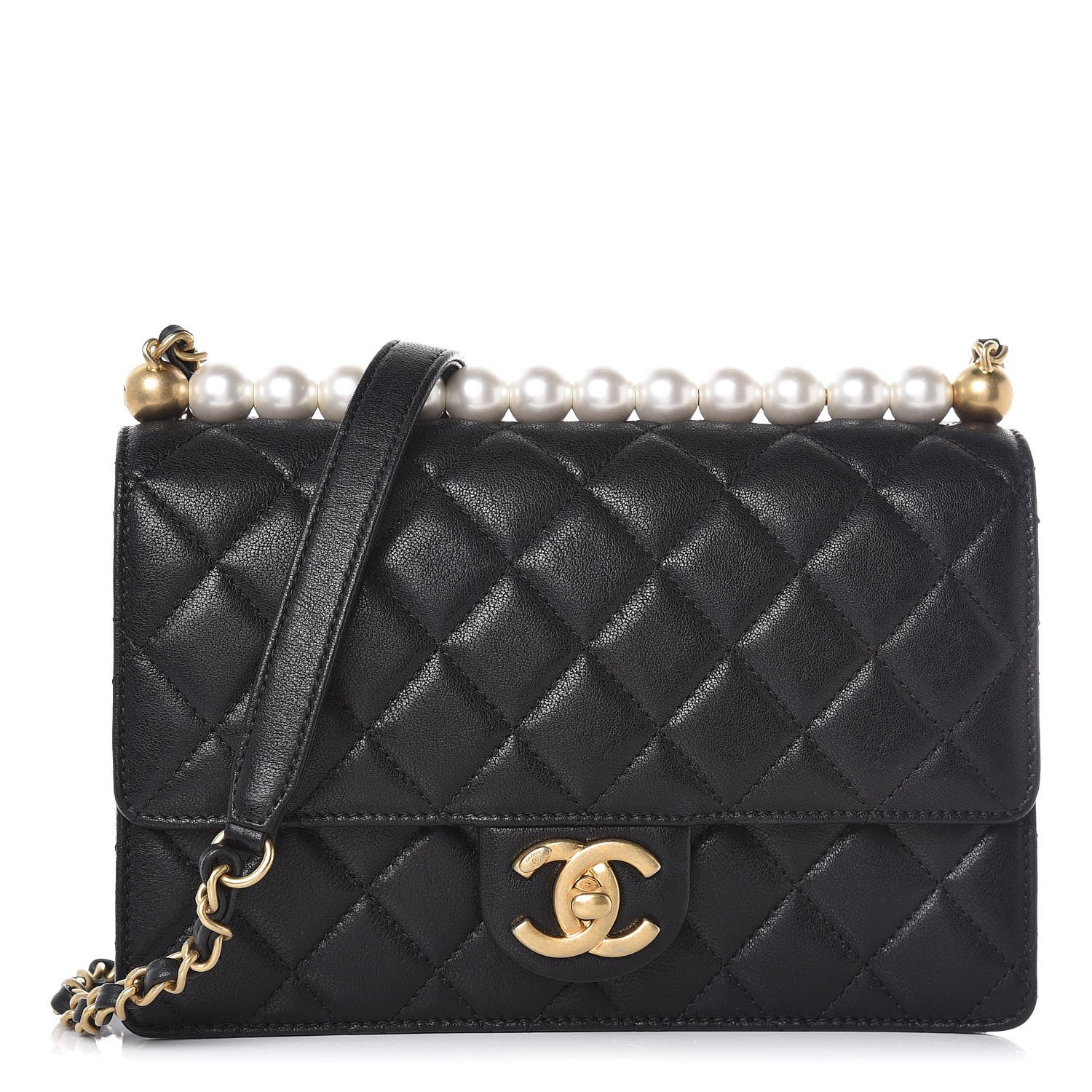 Chanel Lambskin Quilted Small Chic Pearls Flap Black 1 of 9