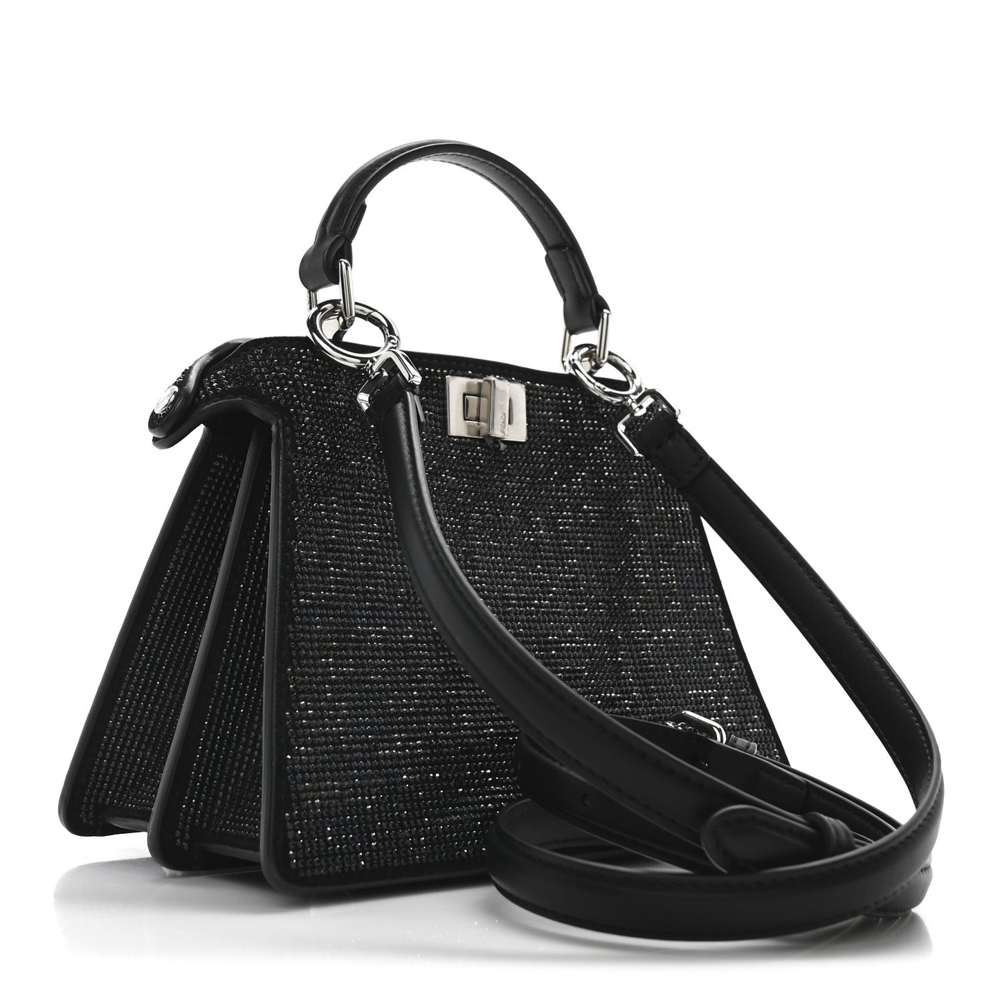 Crystal Shiny Nappa FF Petite Peekaboo I SEE U Satchel Black