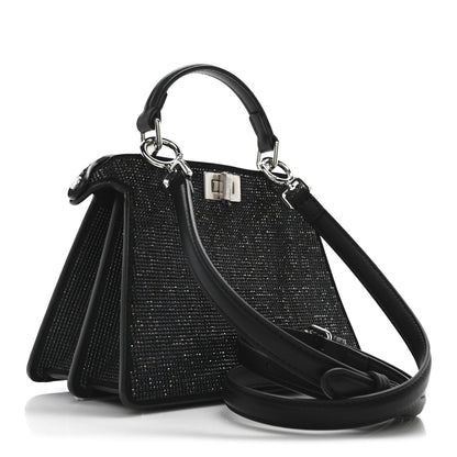 Fendi Crystal Shiny Nappa FF Petite Peekaboo I SEE U Satchel Black 3 of 9