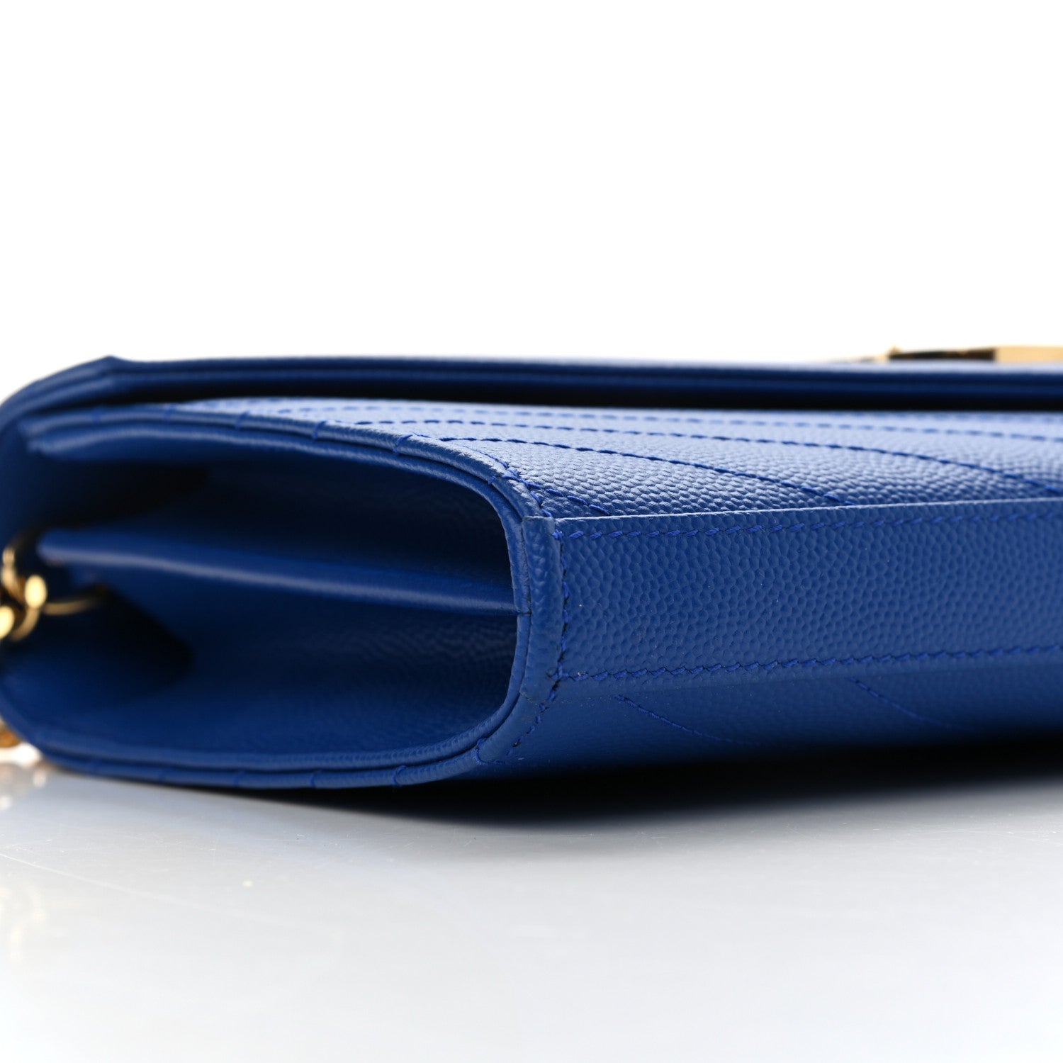 Saint Laurent Grain De Poudre Matelasse Chevron Monogram Chain Wallet Blue Majorelle 6 of 10