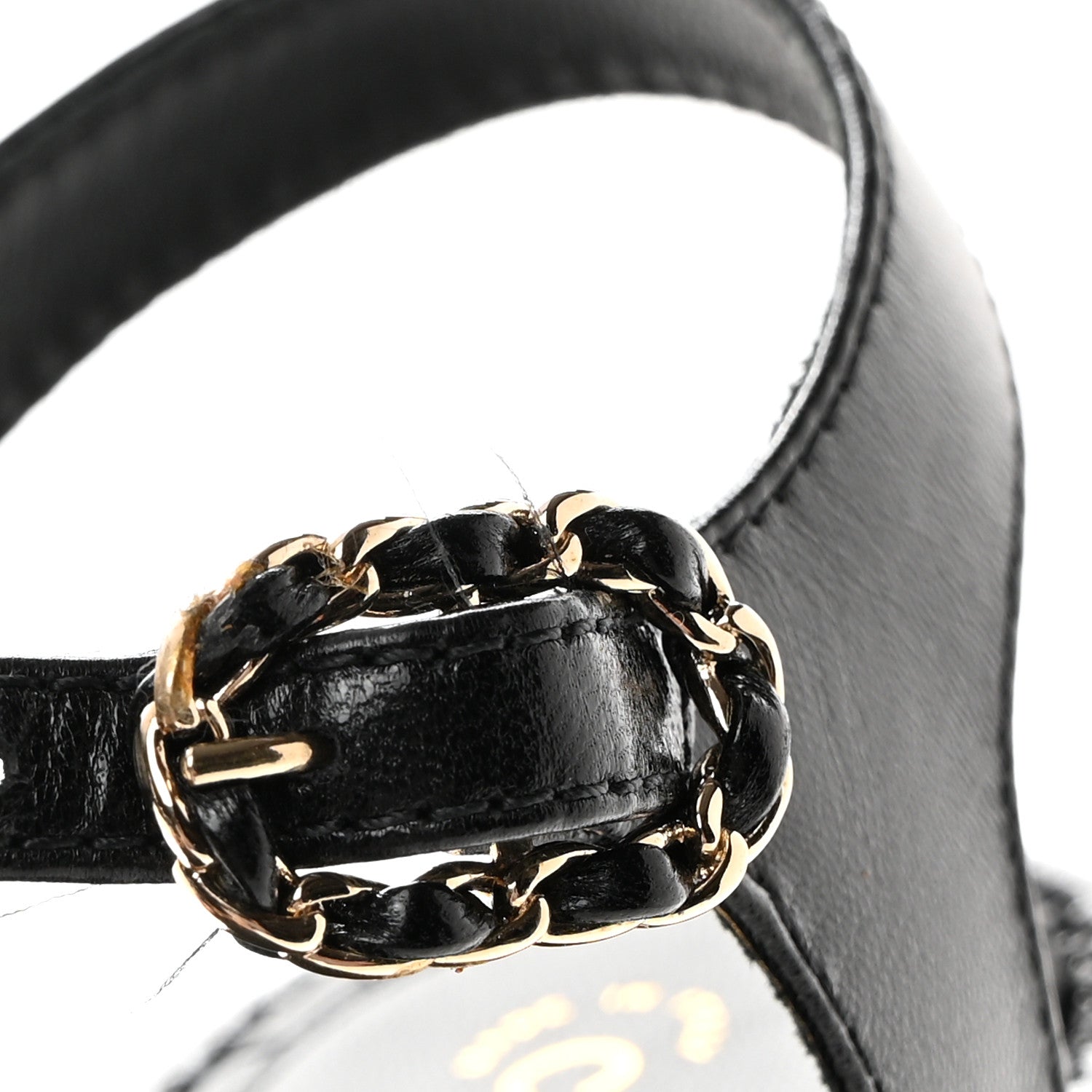 Chanel Lambskin Chain CC Thong Sandals 37.5 Black 9 of 10