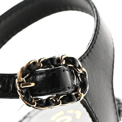 Chanel Lambskin Chain CC Thong Sandals 37.5 Black 9 of 10