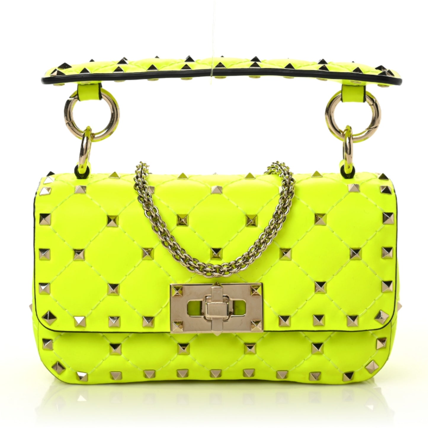 Calfskin Mini Rockstud Spike Shoulder Bag Lime