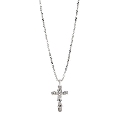 David Yurman Sterling Silver Diamond Mosaic Cross Pendant Necklace 1 of 4