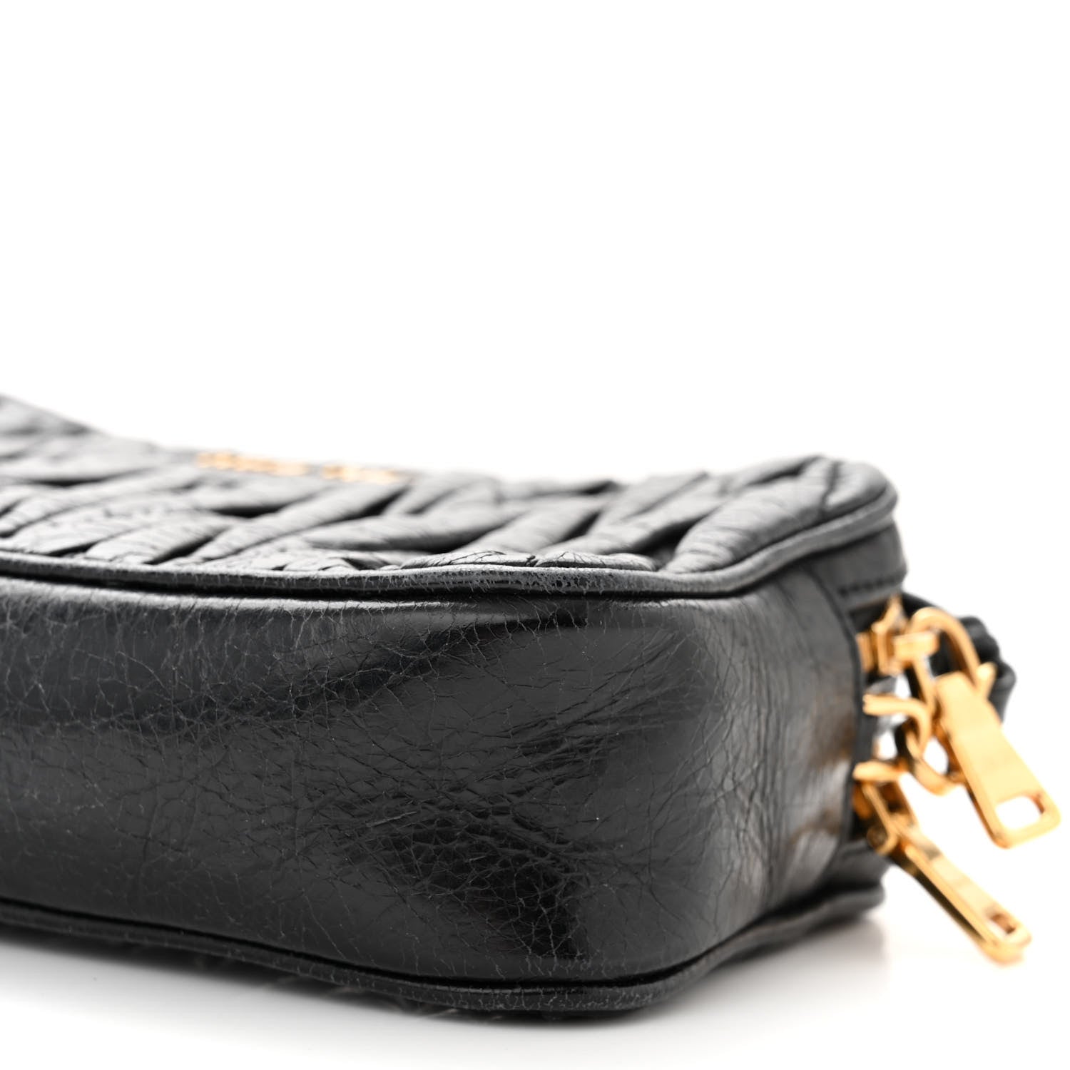 Miu Miu Nappa Matelasse Double Zip Pochette Clutch Black 9 of 9