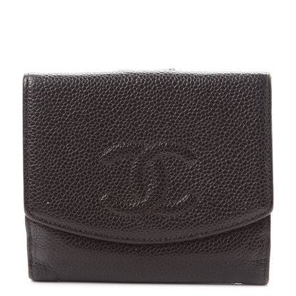 Chanel Caviar Timeless CC Compact French Wallet Brown 1 of 15