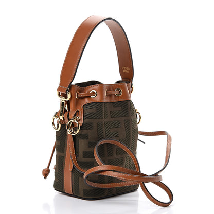 Fendi Canvas Vitello King F is Fendi FF Embroidered Mini Mon Tresor Bucket Bag Amazzonia Cuoio 2 of 9