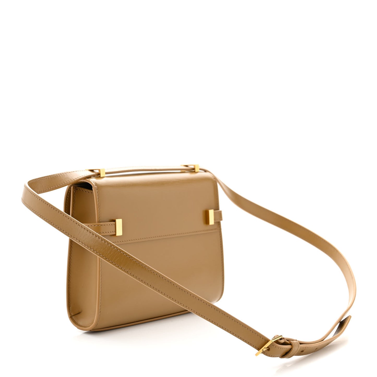Smooth Calfskin Mini Manhattan Shoulder Bag Baguette Cheddar