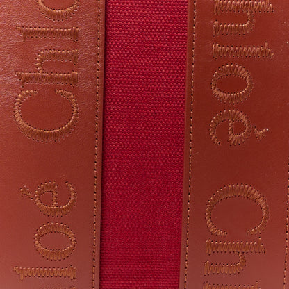 Chloe Cotton Calfskin Small Woody Ribbon Tote With Strap Dark Red 8 of 13