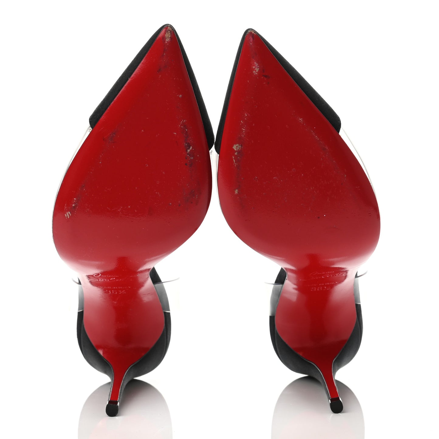 Satin PVC Crystal Nosy 100 Pumps 36.5 Black