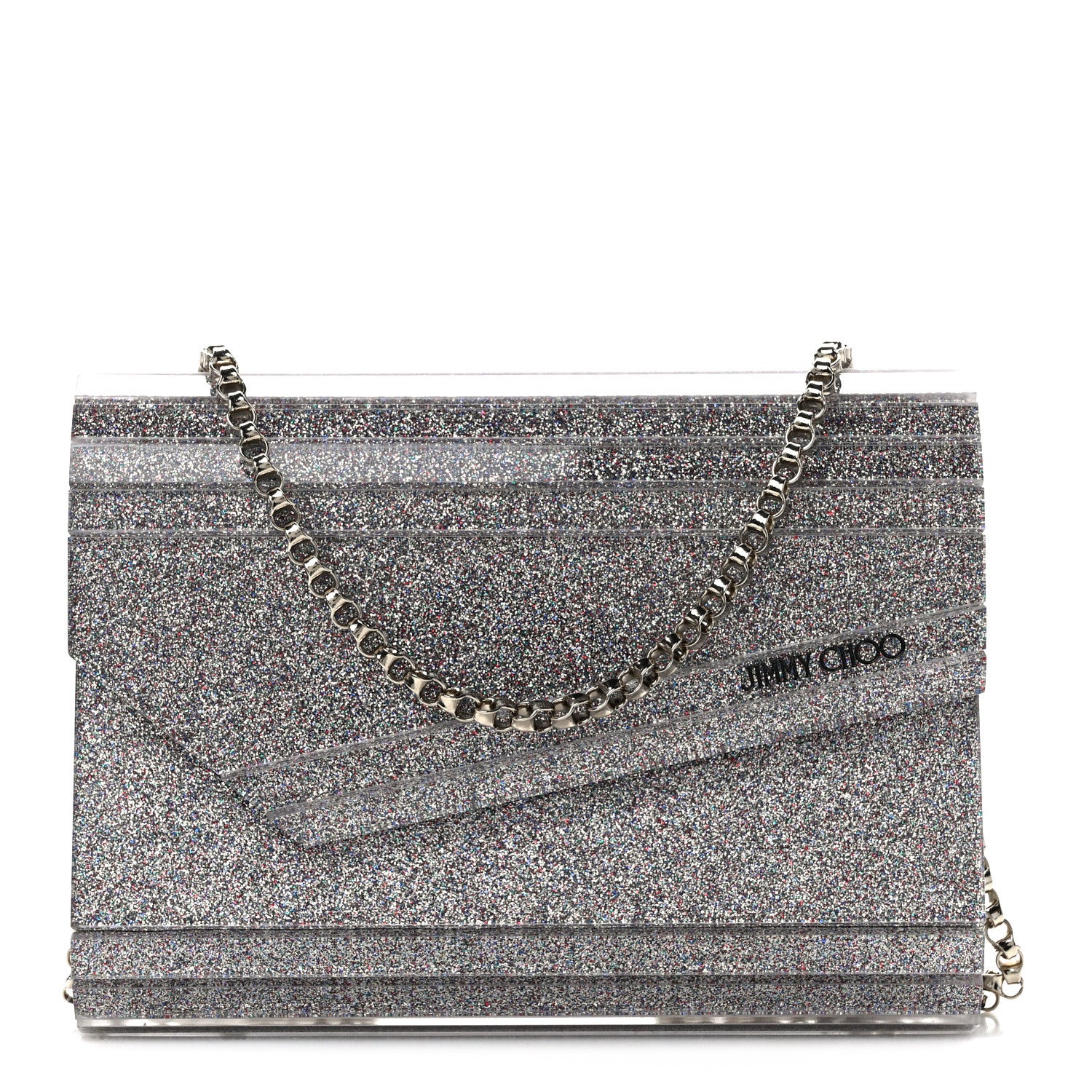 Jimmy Choo Acrylic Glitter Micro Candy Clutch Silver 1 of 11