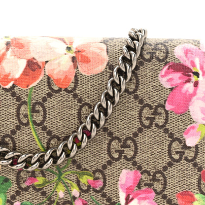 Gucci GG Supreme Monogram Blooms Chain Wallet Beige Multicolor Dry Rose 8 of 13
