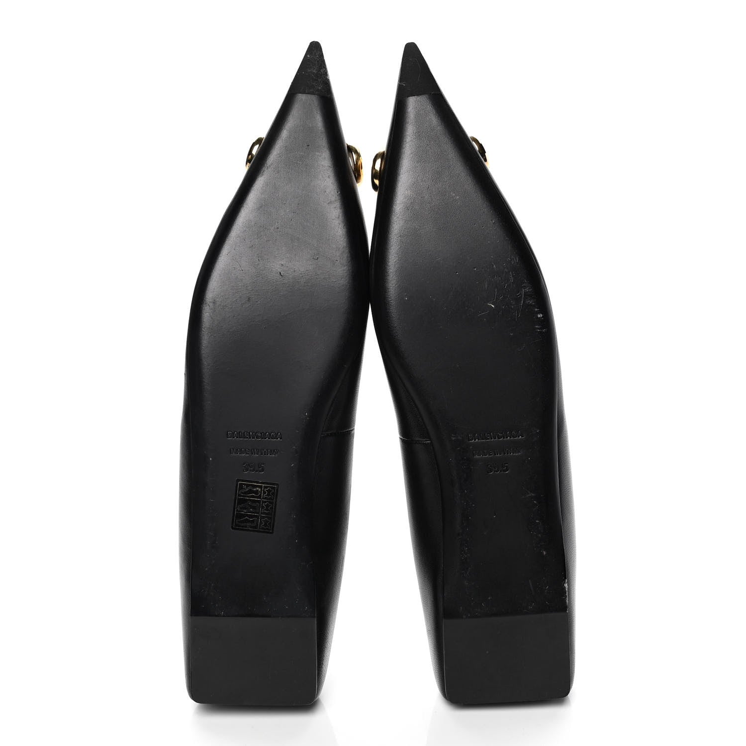 Balenciaga Nappa BB Knife Pointy Toe Ballerina Flats 39.5 Black 4 of 5