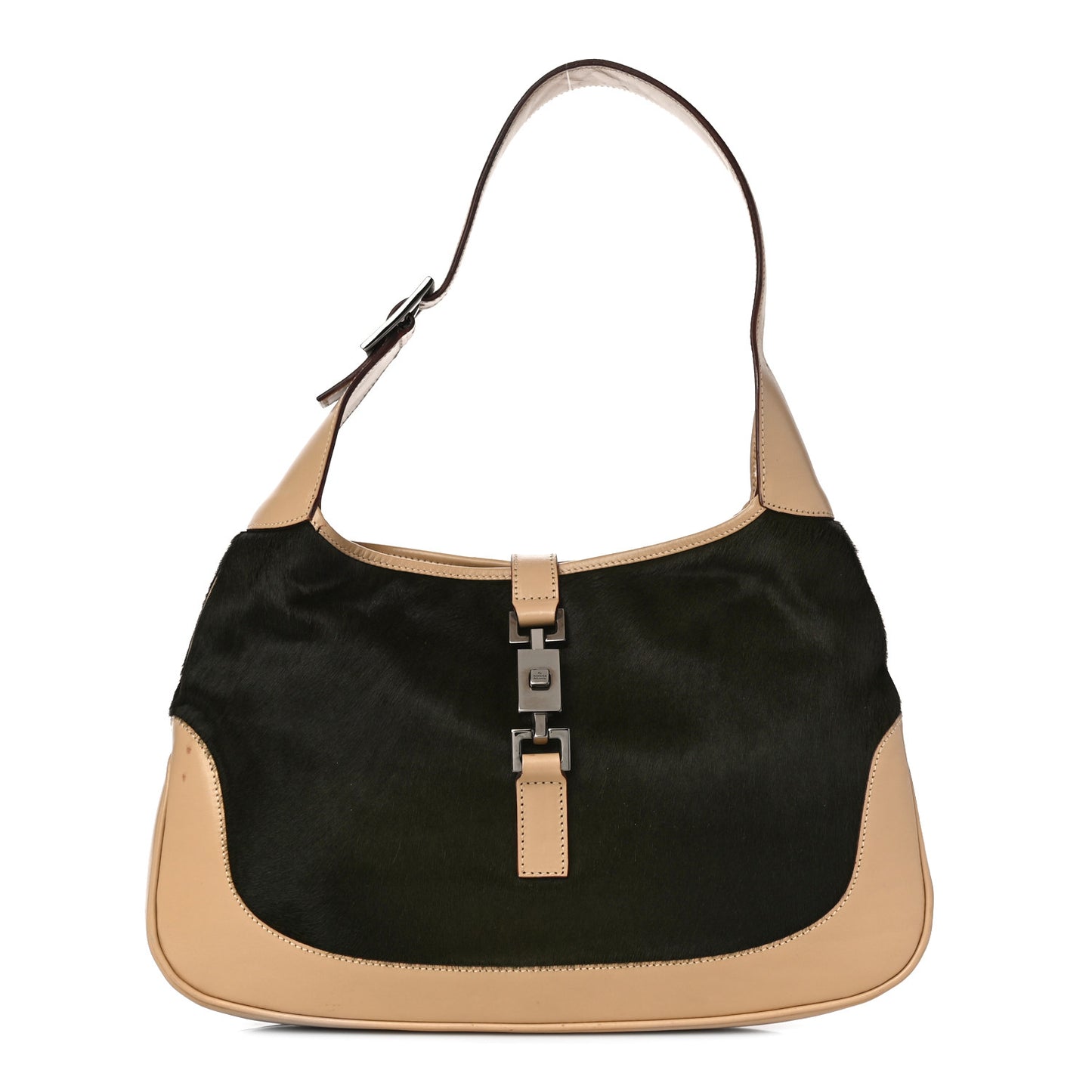 Calfskin Pony Hair Jackie O Hobo Brown Black