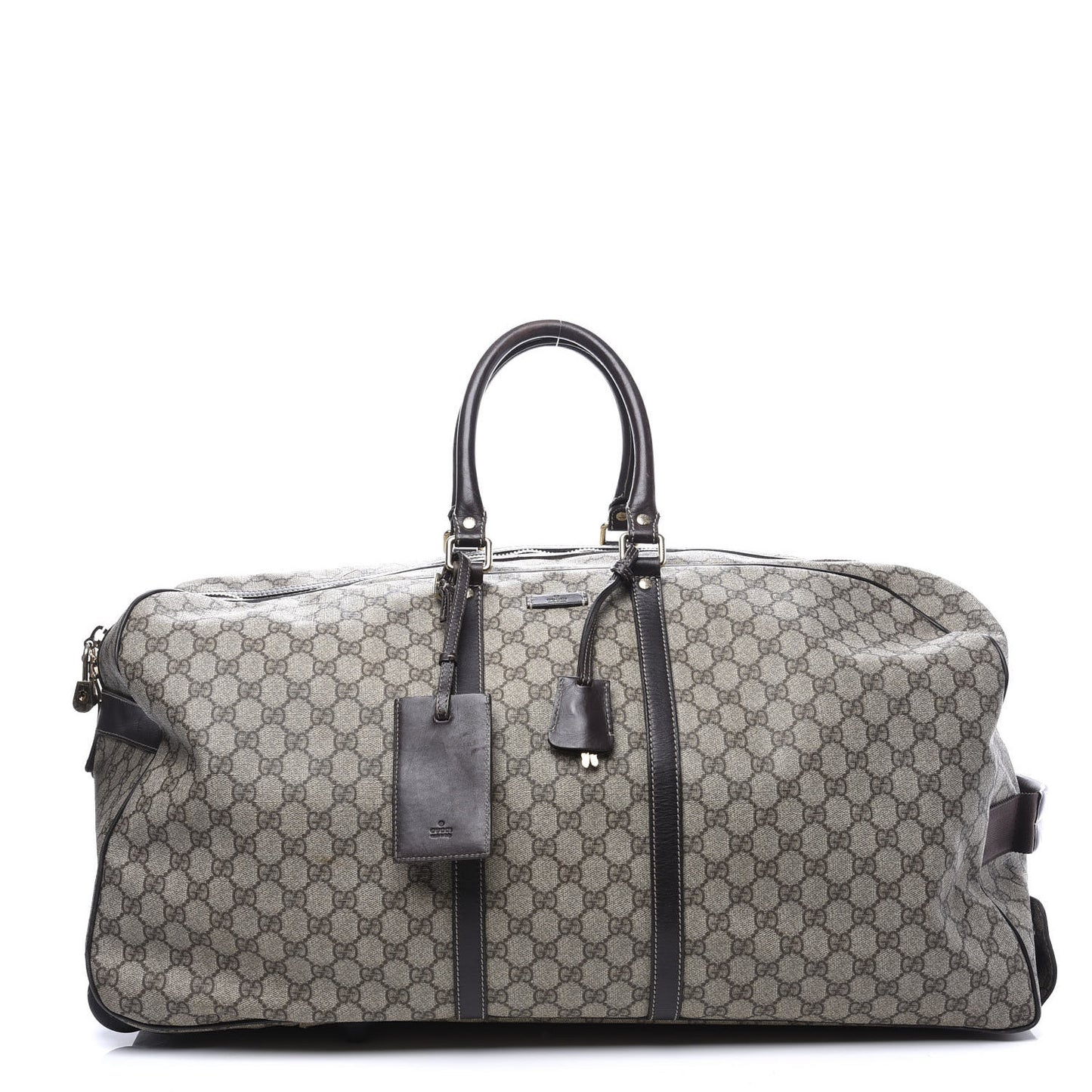 GG Plus Monogram Large Carry On Duffle Trolley Brown