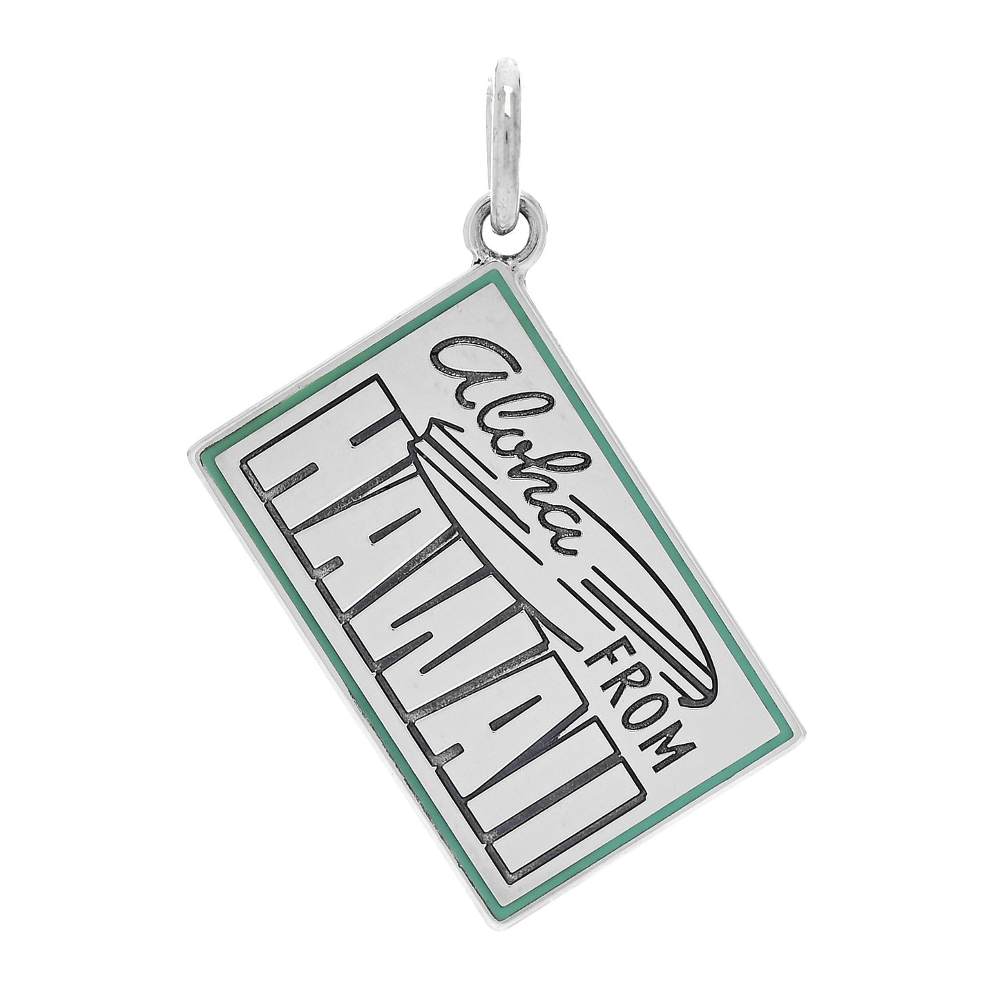 Sterling Silver Enamel Hawaii Postcard Charm Blue