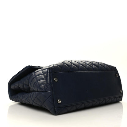 Chanel Caviar Quilted Medium Coco Handle Flap Navy Blue 4 of 11