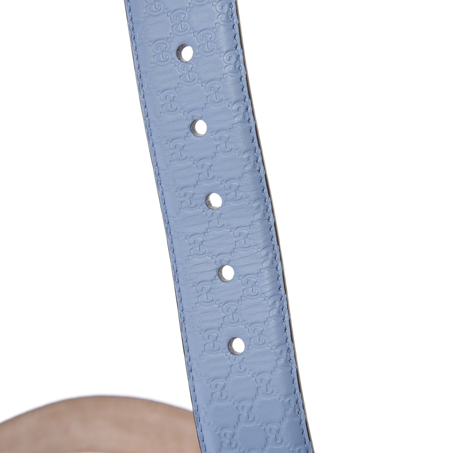 Gucci Soft Microguccissima Margaux Calfskin Belt 85 34 Mineral Blue 4 of 5