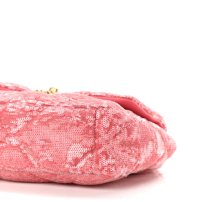 Chanel Sequin Quilted Medium Chanel 19 Flap Coral 10 of 11