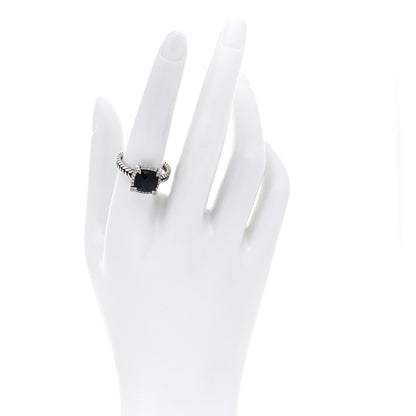 David Yurman Sterling Silver Diamond Black Onyx 9mm Chatelaine Pave Bezel Ring 57 8 2 of 5