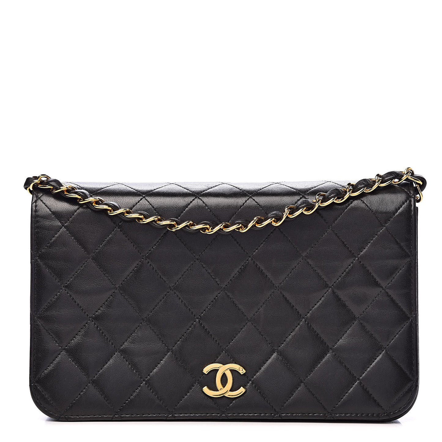 Lambskin Quilted Small Single Flap Black