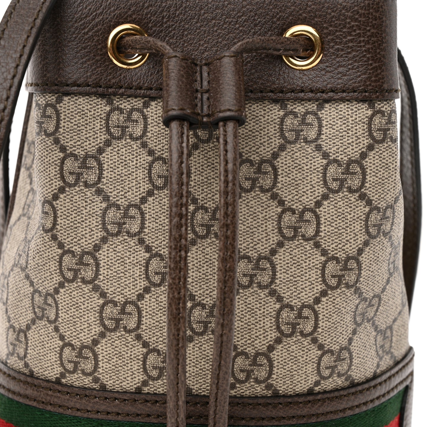 GG Supreme Monogram Web Mini Ophidia Bucket Bag Brown