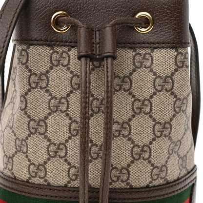 Gucci GG Supreme Monogram Web Mini Ophidia Bucket Bag Brown 8 of 10